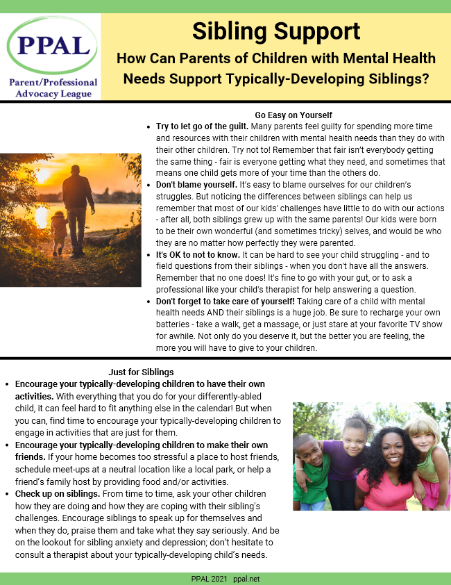 Sibling Support: How Can Parents of Children with Mental Health Needs Support Typically-Developing Siblings?